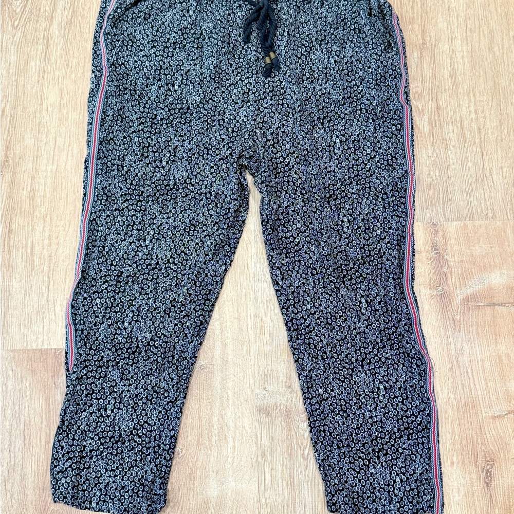 Anthropologie Black Patterned Cropped Pants